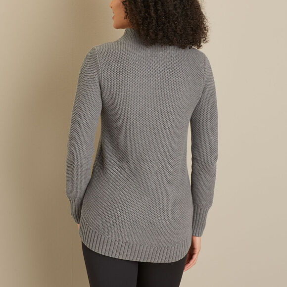 Duluth Trading Co. Knit Worth Funnel Neck Pullover Tunic Sweater Women Sz M Gray - Picture 3 of 8